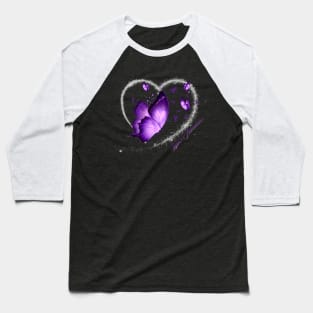 Lupus Awareness Warrior Survivor Purple Butterflies Heart Baseball T-Shirt